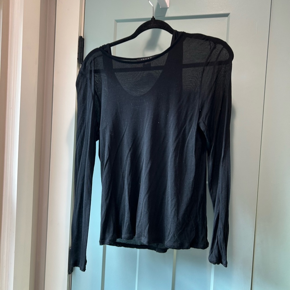 Tahari Elegant Black Long Sleeve Top
